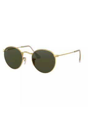 NEW RAY-BAN RB3447N 001/30 Round Flat Lens Gold Sunglasses 50mm